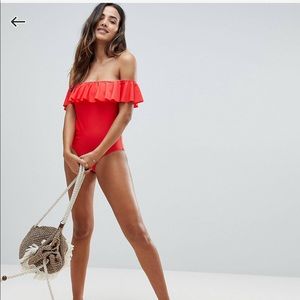 ASOS off shoulder swimsuit